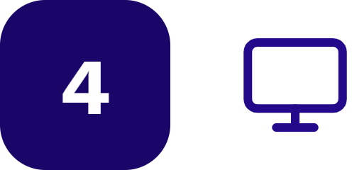 etape-4 | Datacend App icon featuring a purple rounded square with the white number 4, beside a blue monitor outline.