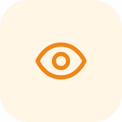 tuile-indicateurs-metier | Datacend Eye icon indicating visibility or view (orange on beige background)